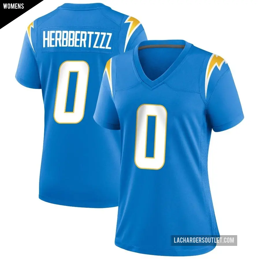 Women's Los Angeles Chargers ＃0 Daiyan Henley Blue Game Powder Alternate Jersey
