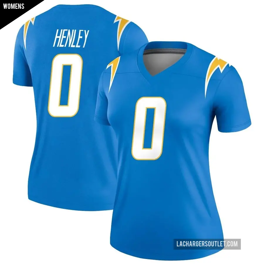 Women's Los Angeles Chargers ＃0 Daiyan Henley Blue Legend Powder Jersey