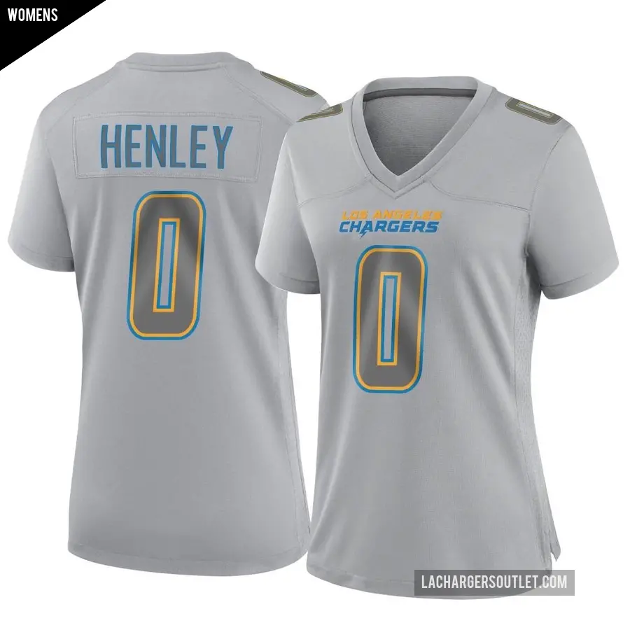 Women's Los Angeles Chargers ＃0 Daiyan Henley Gray Game Atmosphere Fashion Jersey