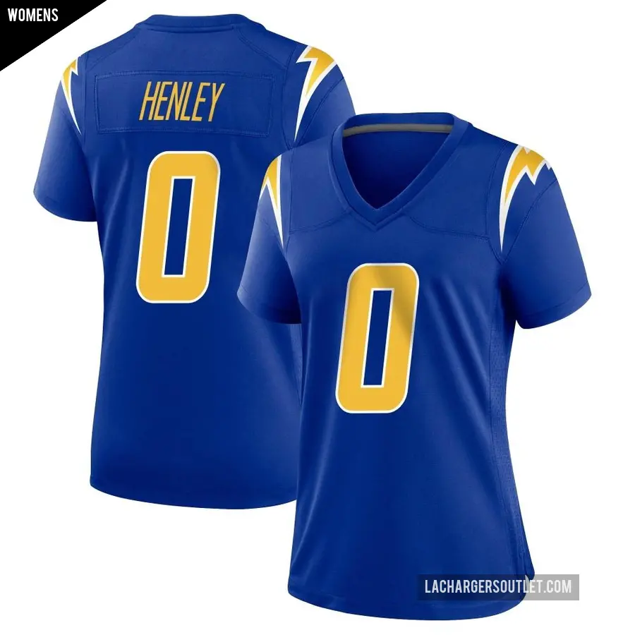 Women's Los Angeles Chargers ＃0 Daiyan Henley Royal Game 2nd Alternate Jersey