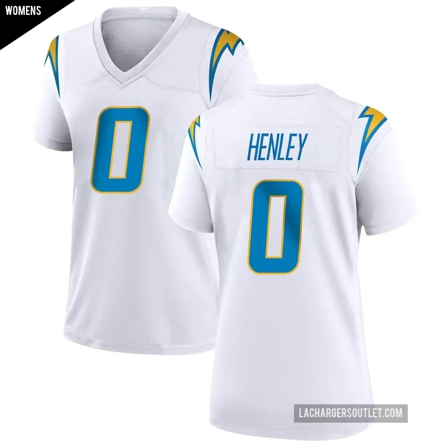 Women's Los Angeles Chargers ＃0 Daiyan Henley White Game Jersey