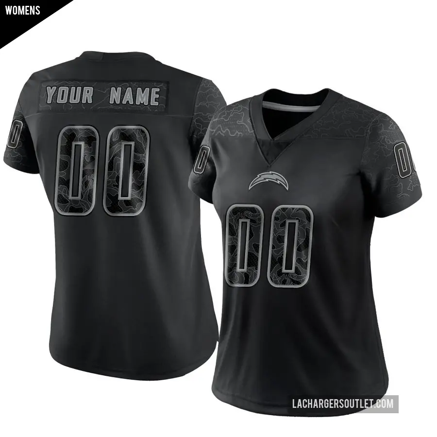 Women's Los Angeles Chargers ＃00 Custom Black Limited Reflective Jersey