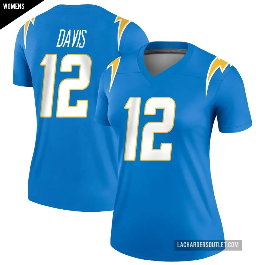 Women's Los Angeles Chargers ＃12 Derius Davis Blue Legend Powder Jersey