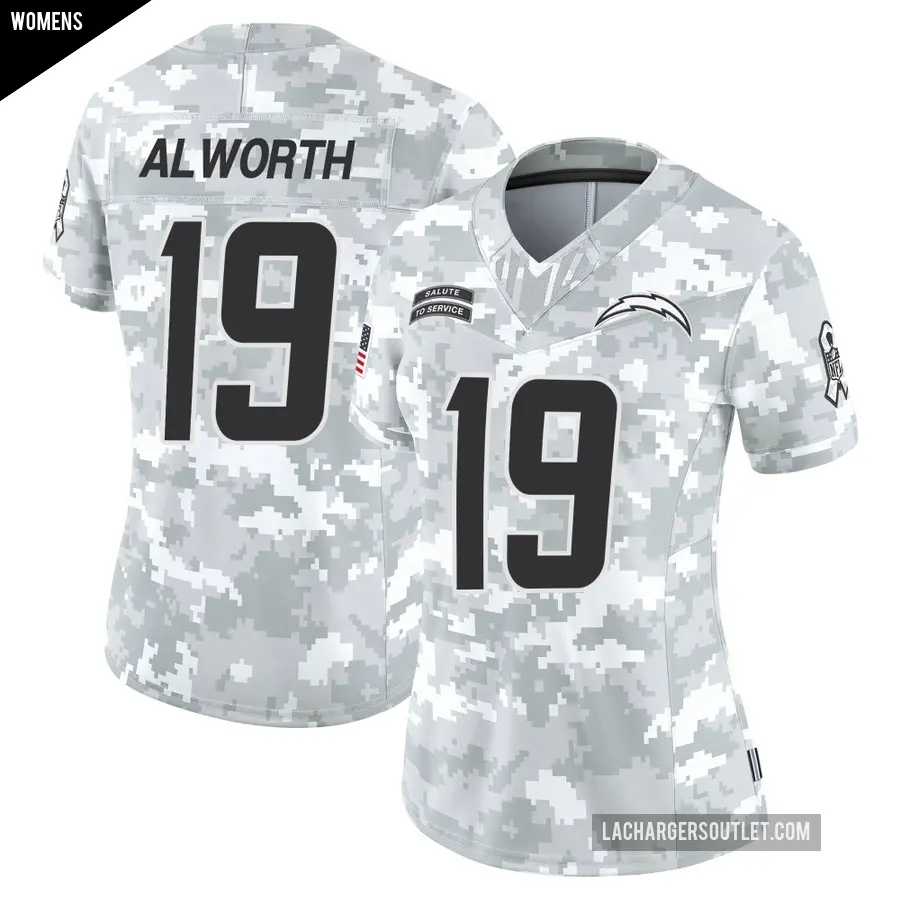 Women's Los Angeles Chargers ＃19 Lance Alworth Arctic Camo Limited 2024 Salute to Service Jersey