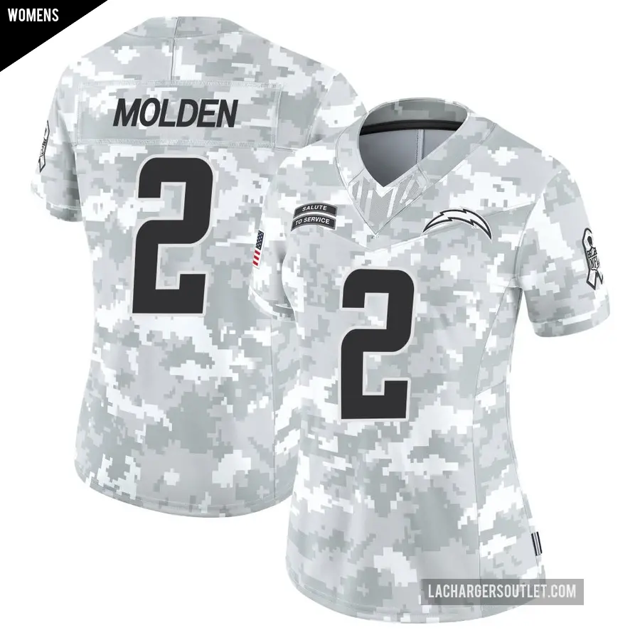 Women's Los Angeles Chargers ＃2 Elijah Molden Arctic Camo Limited 2024 Salute to Service Jersey