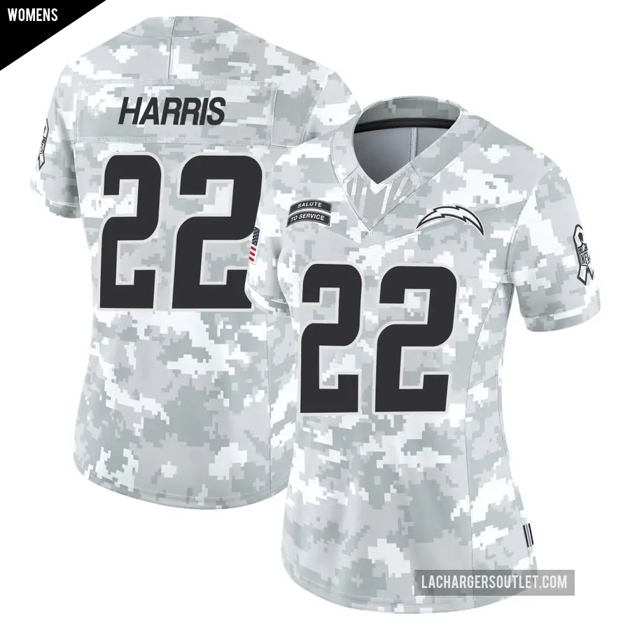 Women's Los Angeles Chargers ＃22 Najee Harris Arctic Camo Limited 2024 Salute to Service Jersey