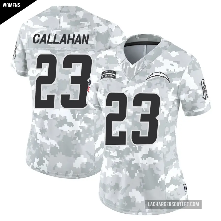 Women's Los Angeles Chargers ＃23 Bryce Callahan Arctic Camo Limited 2024 Salute to Service Jersey