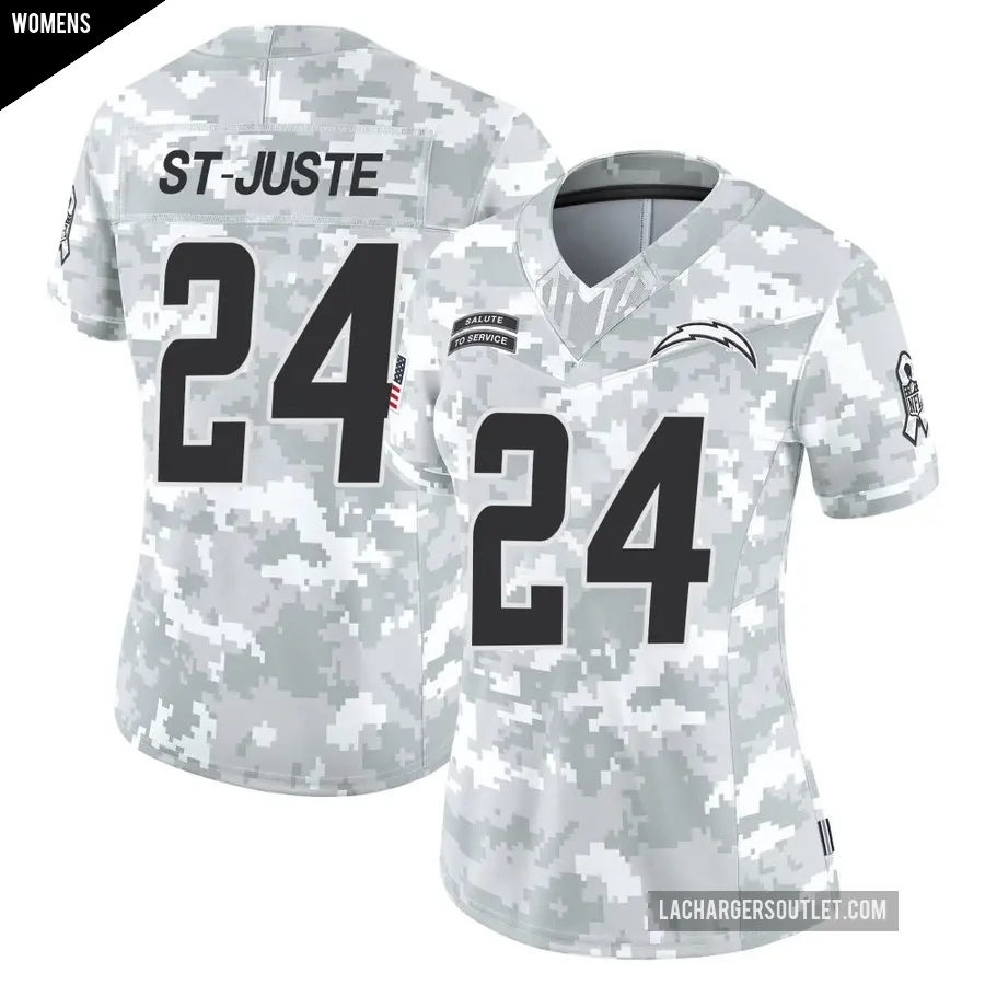 Women's Los Angeles Chargers ＃24 Benjamin St-Juste Arctic Camo Limited 2024 Salute to Service Jersey
