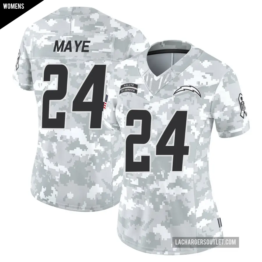Women's Los Angeles Chargers ＃24 Marcus Maye Arctic Camo Limited 2024 Salute to Service Jersey