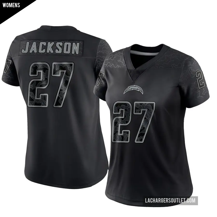 Women's Los Angeles Chargers ＃27 JaQuae Jackson Black Limited Reflective Jersey
