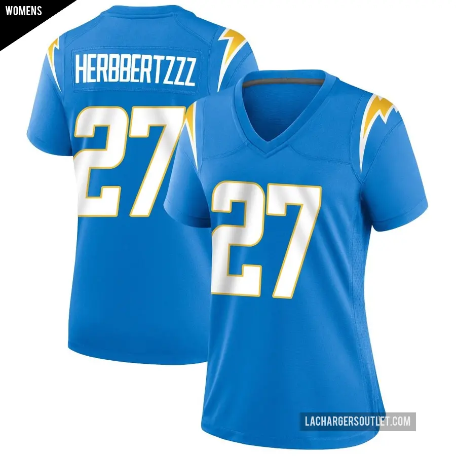 Women's Los Angeles Chargers ＃27 JaQuae Jackson Blue Game Powder Alternate Jersey