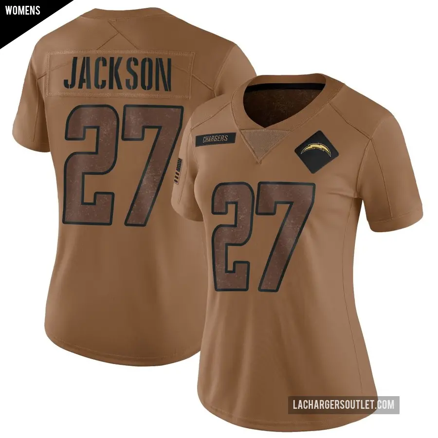 Women's Los Angeles Chargers ＃27 JaQuae Jackson Brown Limited 2023 Salute To Service Jersey