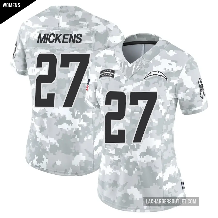 Women's Los Angeles Chargers ＃27 RJ Mickens Arctic Camo Limited 2024 Salute to Service Jersey
