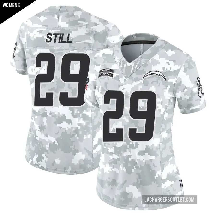 Women's Los Angeles Chargers ＃29 Tarheeb Still Arctic Camo Limited 2024 Salute to Service Jersey
