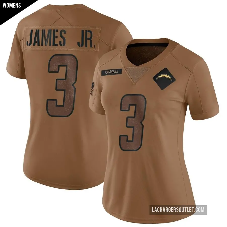 Women's Los Angeles Chargers ＃3 Derwin James Jr. Brown Limited 2023 Salute To Service Jersey