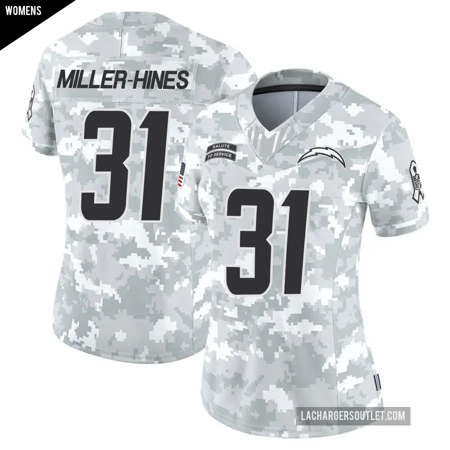 Women's Los Angeles Chargers ＃31 Nyheim Miller-Hines Arctic Camo Limited 2024 Salute to Service Jersey