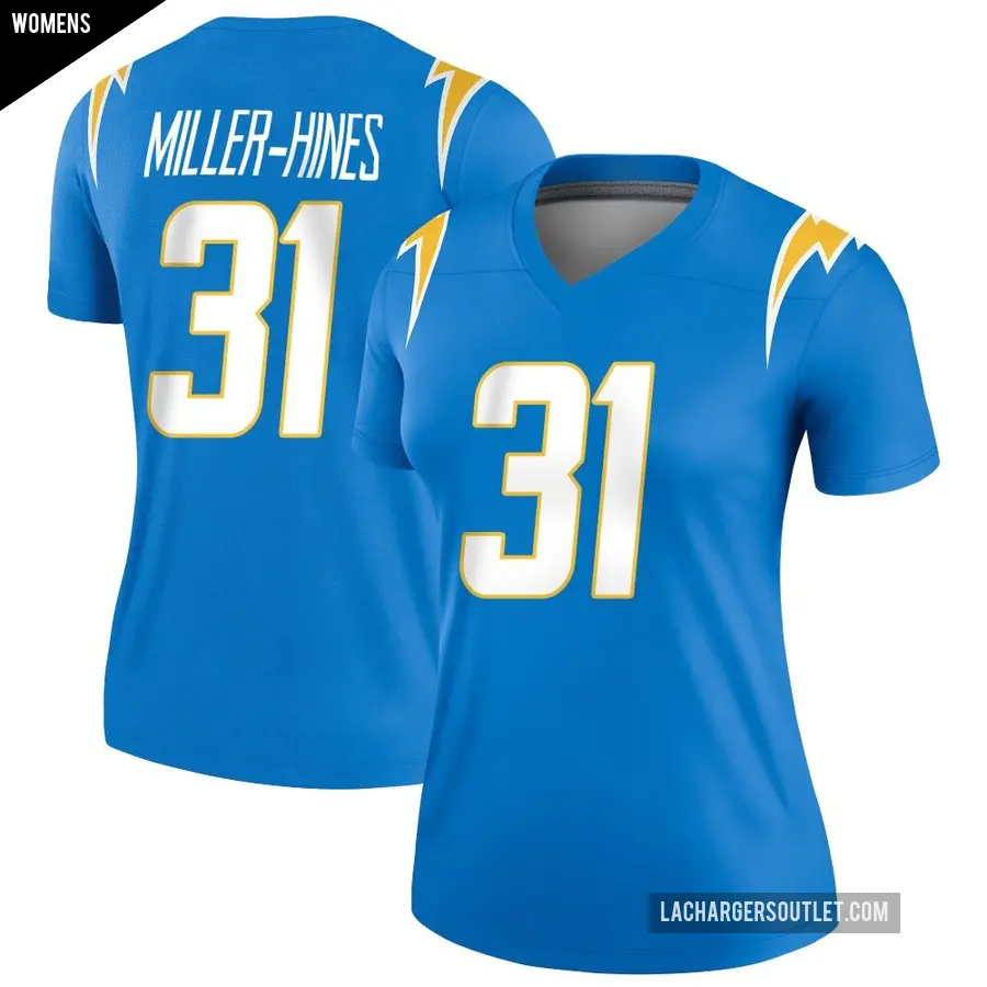 Women's Los Angeles Chargers ＃31 Nyheim Miller-Hines Blue Legend Powder Jersey