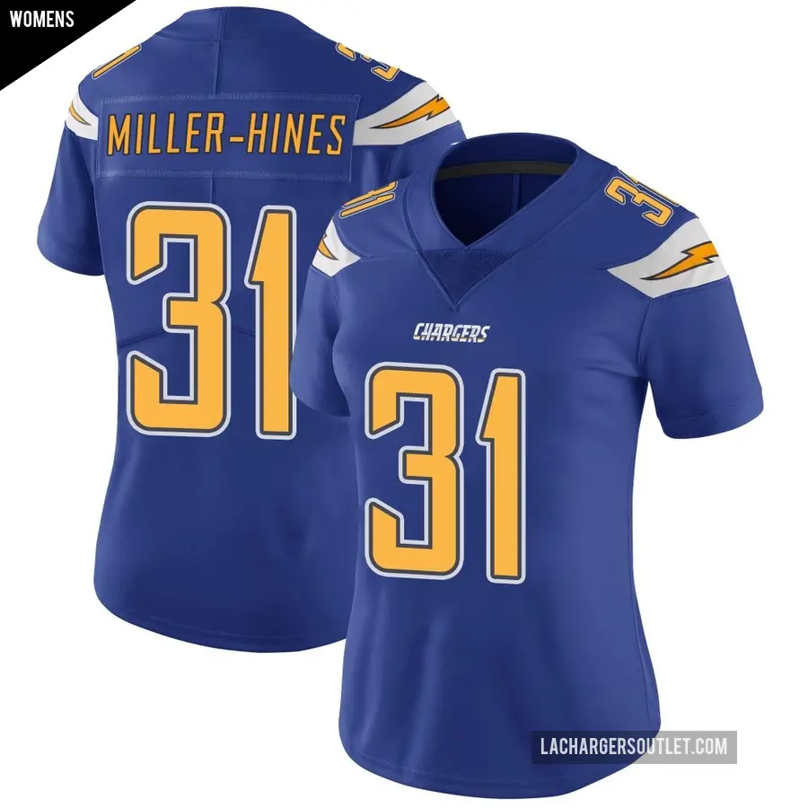 Women's Los Angeles Chargers ＃31 Nyheim Miller-Hines Royal Limited Color Rush Vapor Untouchable Jersey