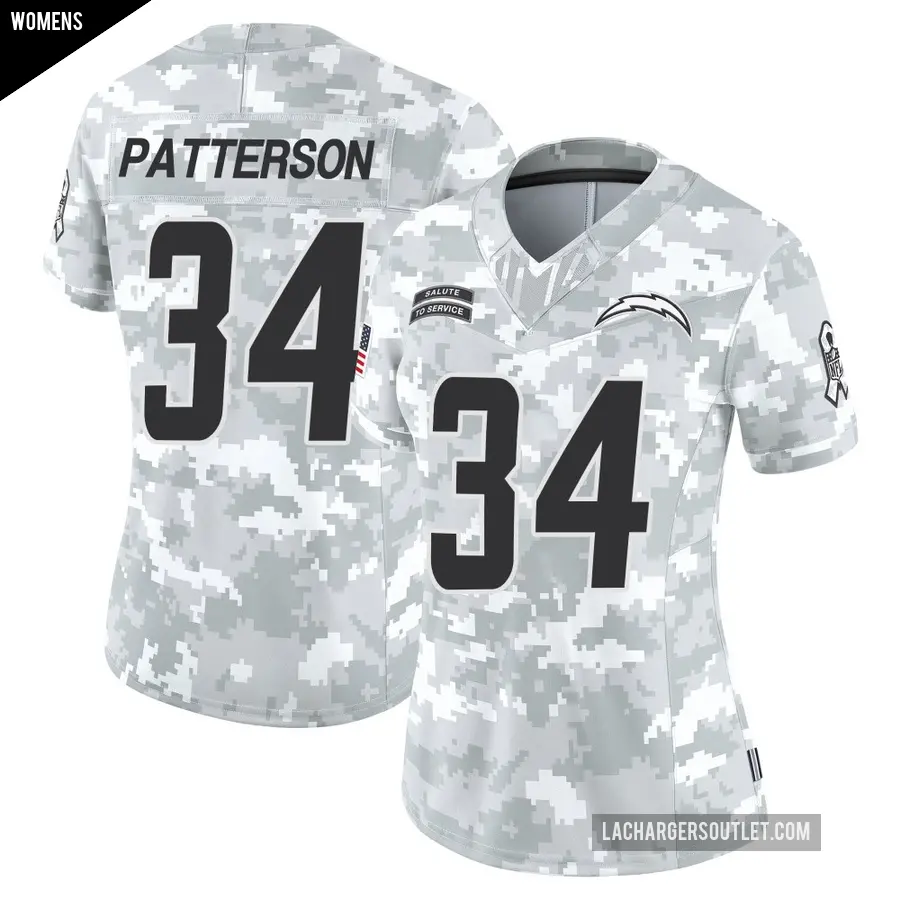 Women's Los Angeles Chargers ＃34 Jaret Patterson Arctic Camo Limited 2024 Salute to Service Jersey