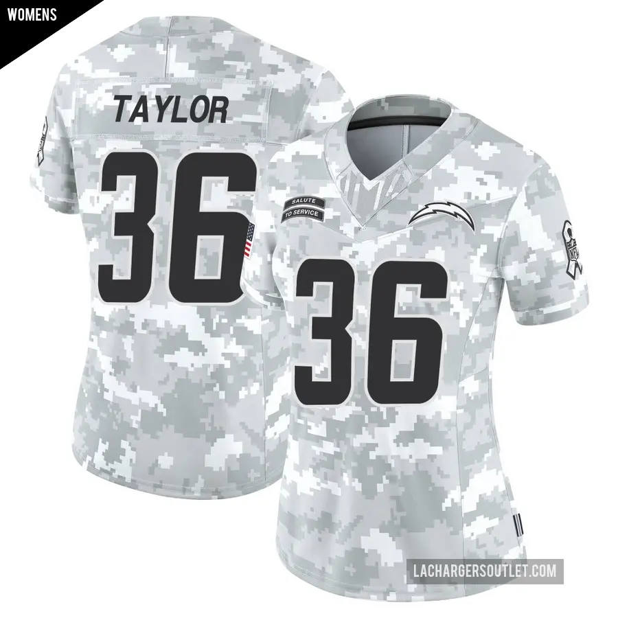 Women's Los Angeles Chargers ＃36 Ja'Sir Taylor Arctic Camo Limited 2024 Salute to Service Jersey