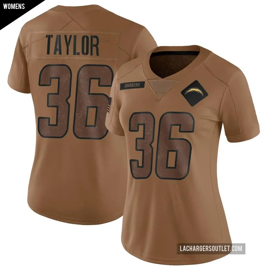 Women's Los Angeles Chargers ＃36 Ja'Sir Taylor Brown Limited 2023 Salute To Service Jersey