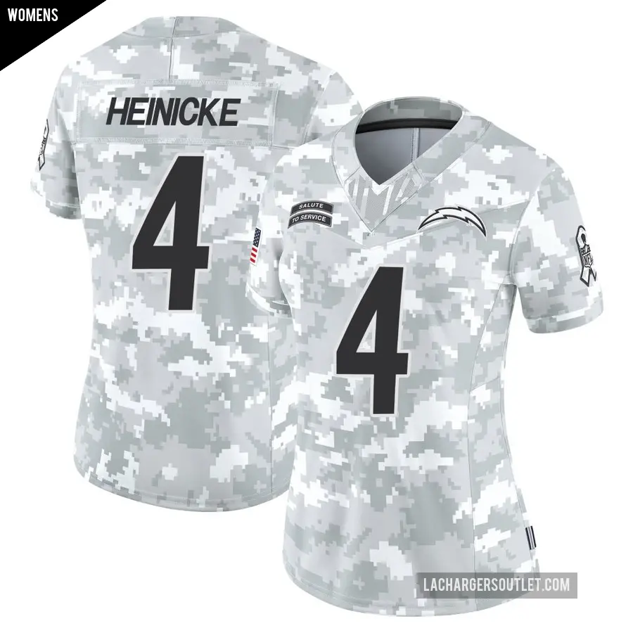 Women's Los Angeles Chargers ＃4 Taylor Heinicke Arctic Camo Limited 2024 Salute to Service Jersey