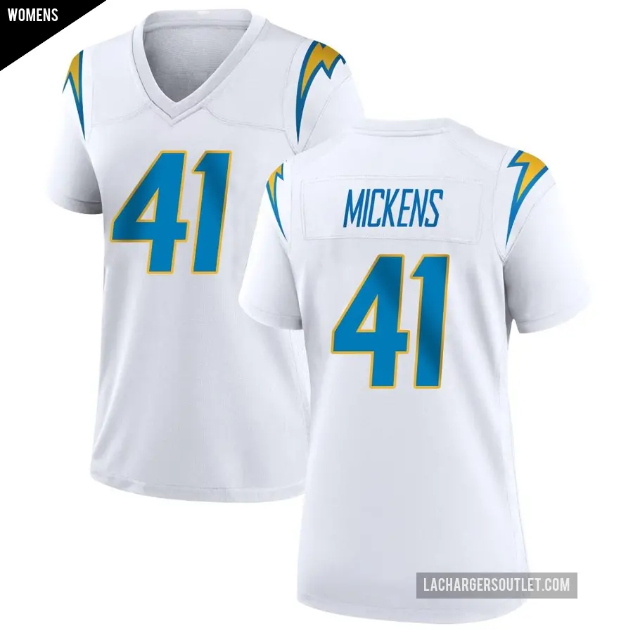 Women's Los Angeles Chargers ＃41 R.J. Mickens White Game Jersey