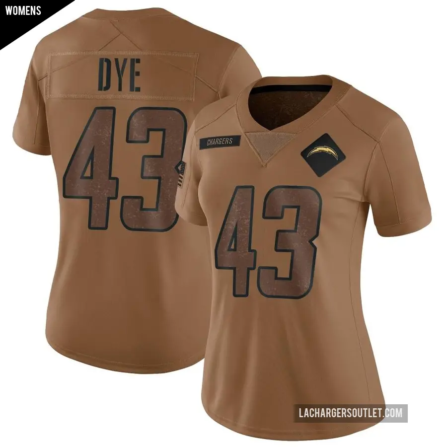 Women's Los Angeles Chargers ＃43 Troy Dye Brown Limited 2023 Salute To Service Jersey
