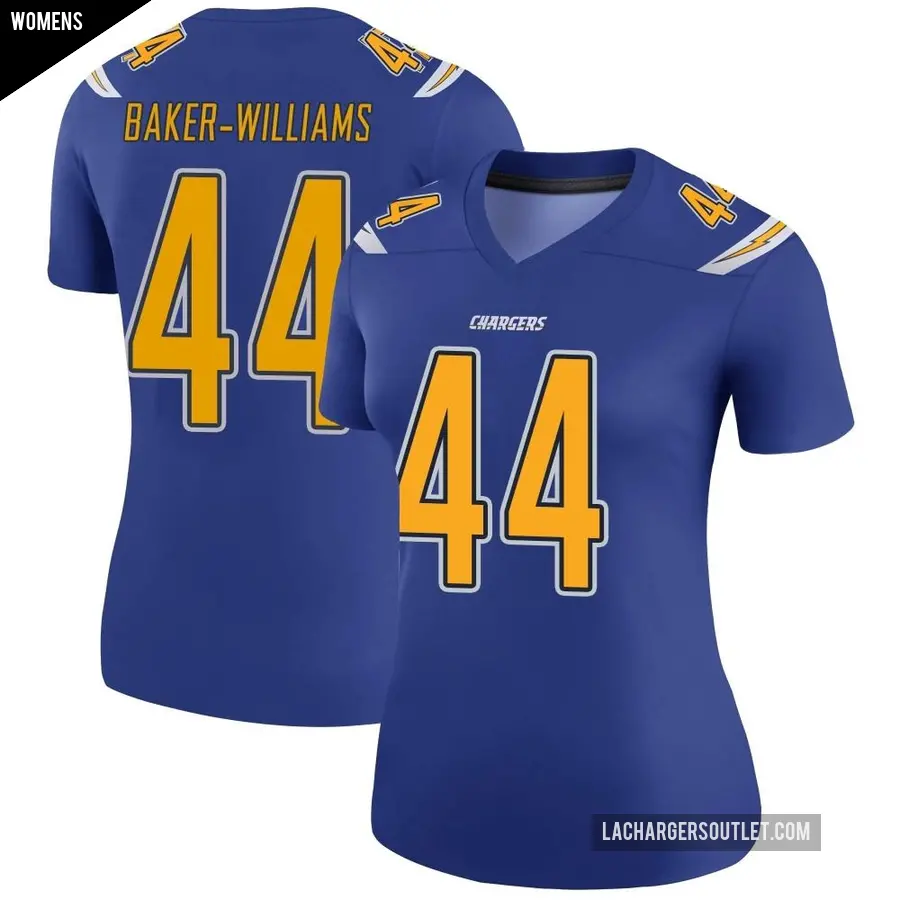 Women's Los Angeles Chargers ＃44 Tyler Baker-Williams Royal Legend Color Rush Jersey