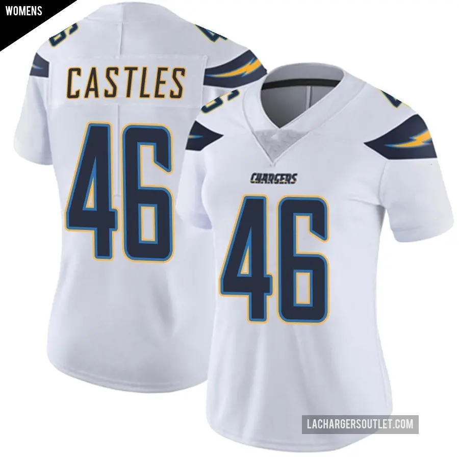 Women's Los Angeles Chargers ＃46 McCallan Castles White Limited Vapor Untouchable Jersey