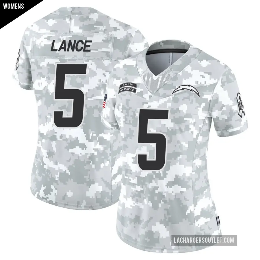 Women's Los Angeles Chargers ＃5 Trey Lance Arctic Camo Limited 2024 Salute to Service Jersey