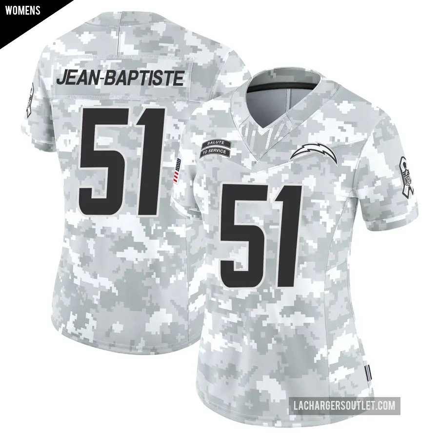 Women's Los Angeles Chargers ＃51 Jeremiah Jean-Baptiste Arctic Camo Limited 2024 Salute to Service Jersey
