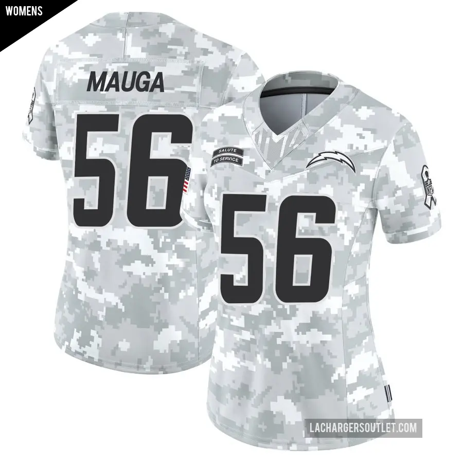 Women's Los Angeles Chargers ＃56 Kana'i Mauga Arctic Camo Limited 2024 Salute to Service Jersey