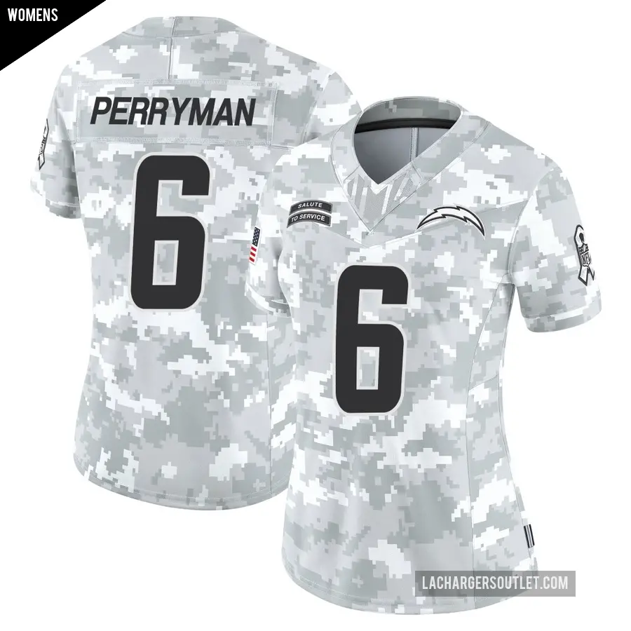 Women's Los Angeles Chargers ＃6 Denzel Perryman Arctic Camo Limited 2024 Salute to Service Jersey