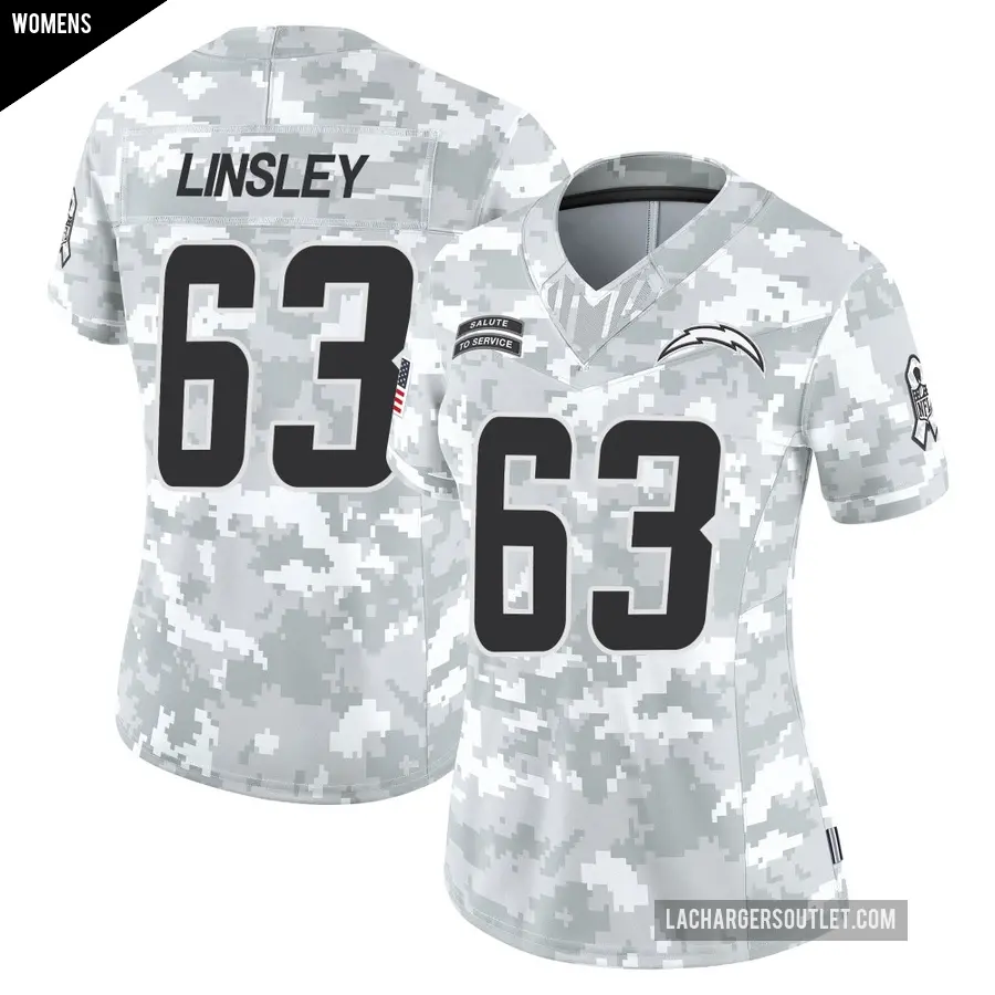 Women's Los Angeles Chargers ＃63 Corey Linsley Arctic Camo Limited 2024 Salute to Service Jersey