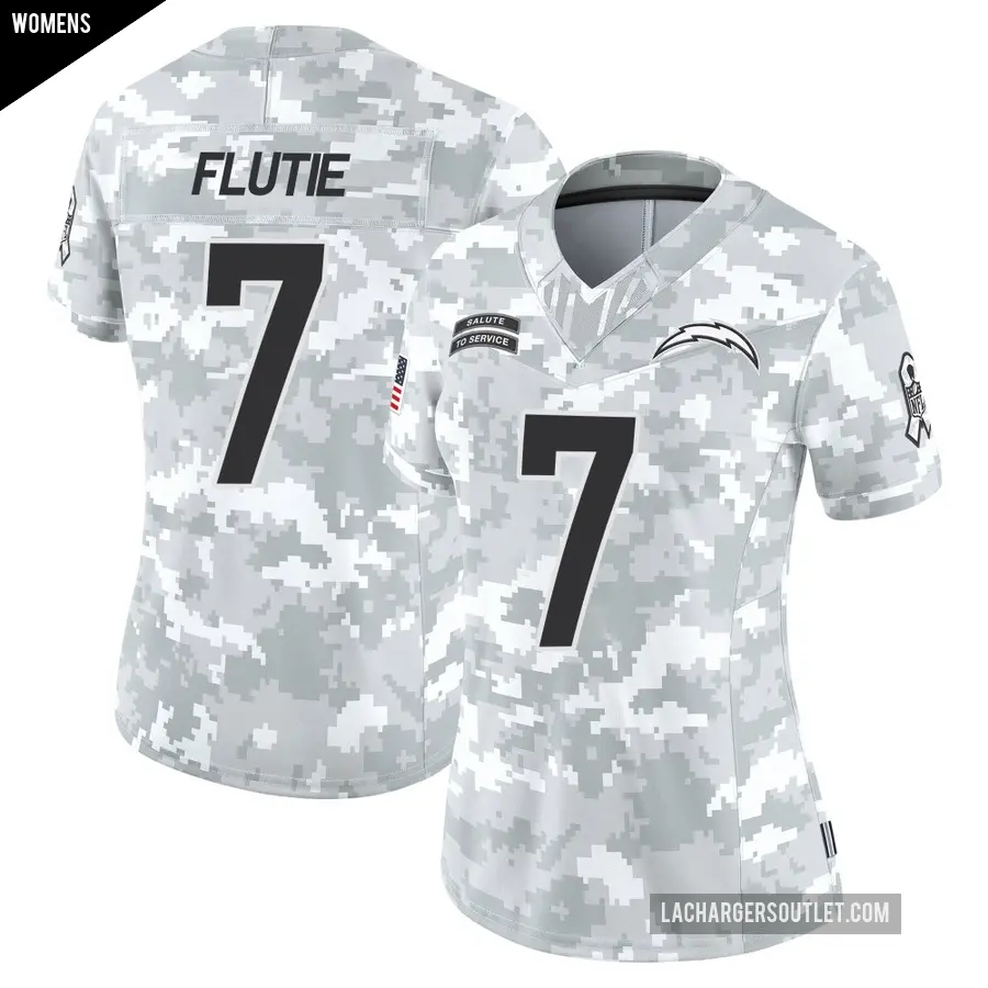 Women's Los Angeles Chargers ＃7 Doug Flutie Arctic Camo Limited 2024 Salute to Service Jersey