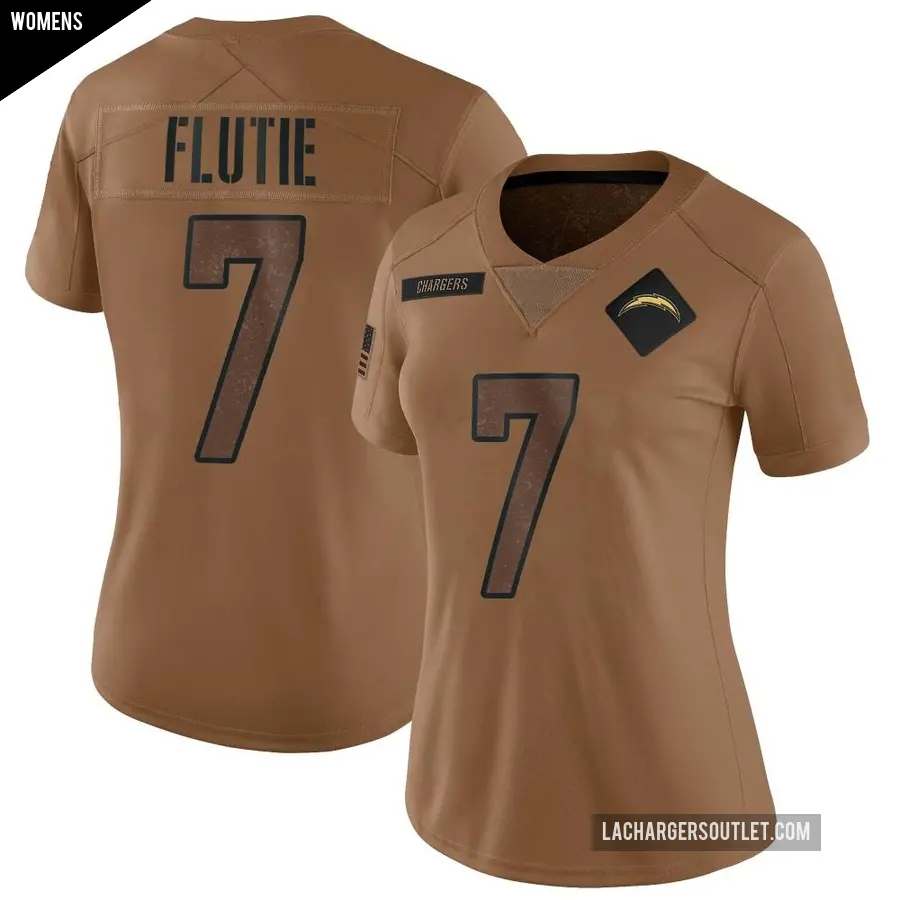 Women's Los Angeles Chargers ＃7 Doug Flutie Brown Limited 2023 Salute To Service Jersey
