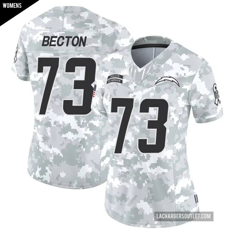 Women's Los Angeles Chargers ＃73 Mekhi Becton Arctic Camo Limited 2024 Salute to Service Jersey
