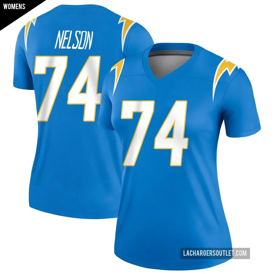 Women's Los Angeles Chargers ＃74 Ryan Nelson Blue Legend Powder Jersey