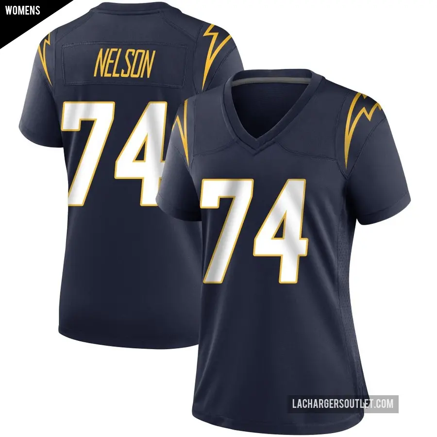 Women's Los Angeles Chargers ＃74 Ryan Nelson Navy Game Team Color Jersey