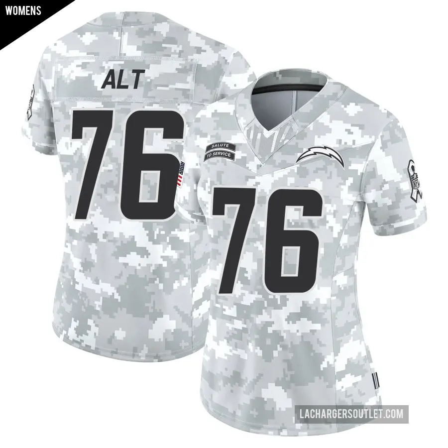 Women's Los Angeles Chargers ＃76 Joe Alt Arctic Camo Limited 2024 Salute to Service Jersey