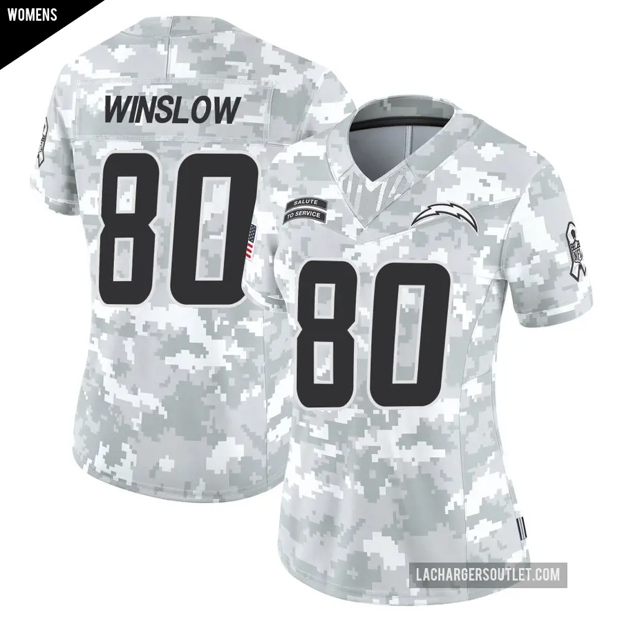 Women's Los Angeles Chargers ＃80 Kellen Winslow Arctic Camo Limited 2024 Salute to Service Jersey