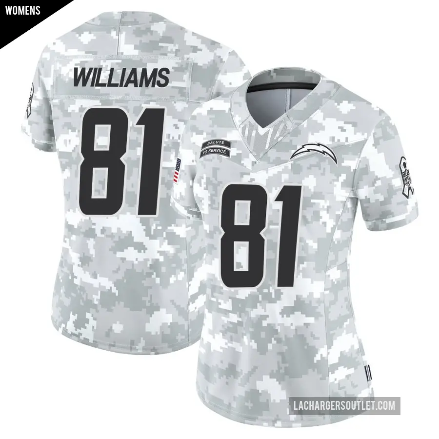 Women's Los Angeles Chargers ＃81 Mike Williams Arctic Camo Limited 2024 Salute to Service Jersey
