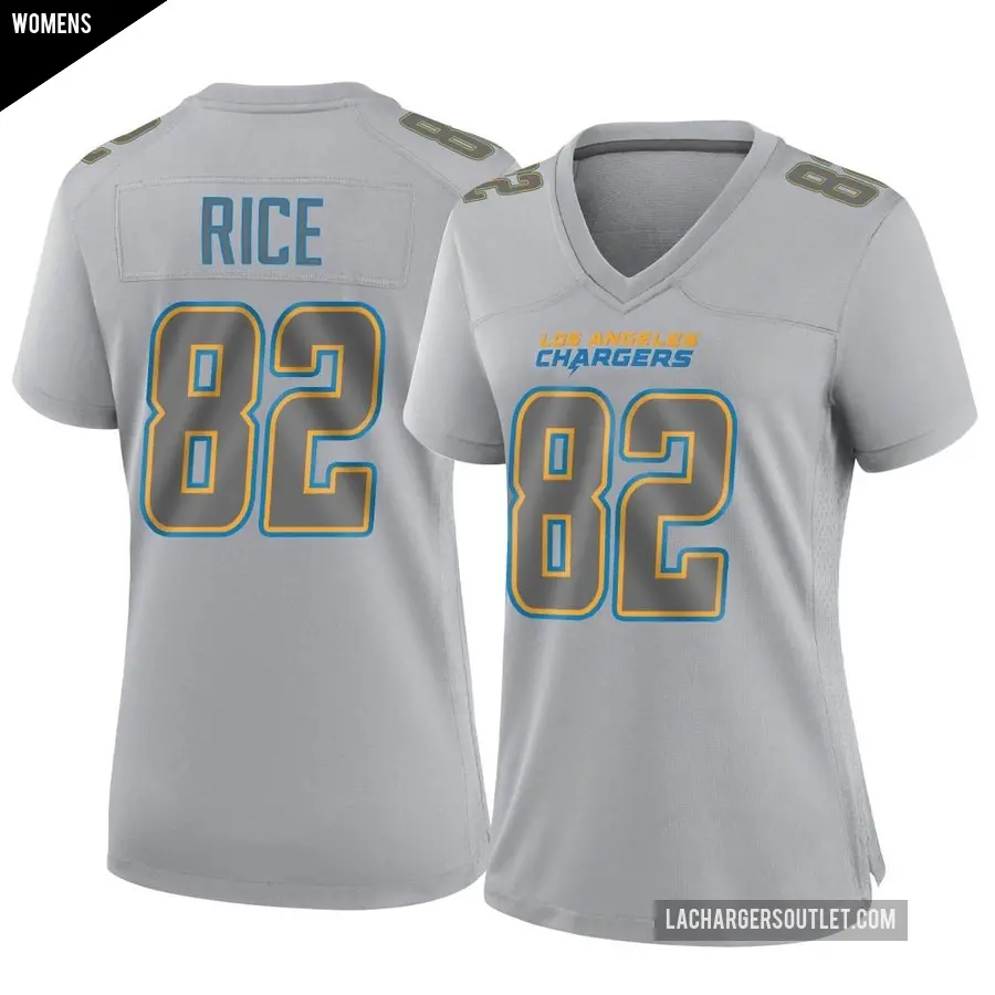 Women's Los Angeles Chargers ＃82 Brenden Rice Gray Game Atmosphere Fashion Jersey