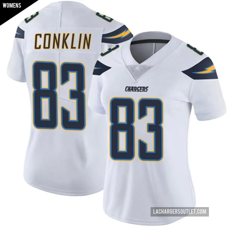 Women's Los Angeles Chargers ＃83 Tyler Conklin White Limited Vapor Untouchable Jersey