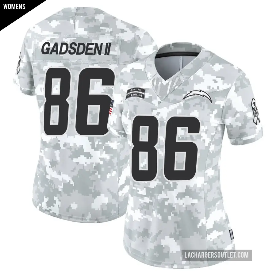 Women's Los Angeles Chargers ＃86 Oronde Gadsden II Arctic Camo Limited 2024 Salute to Service Jersey