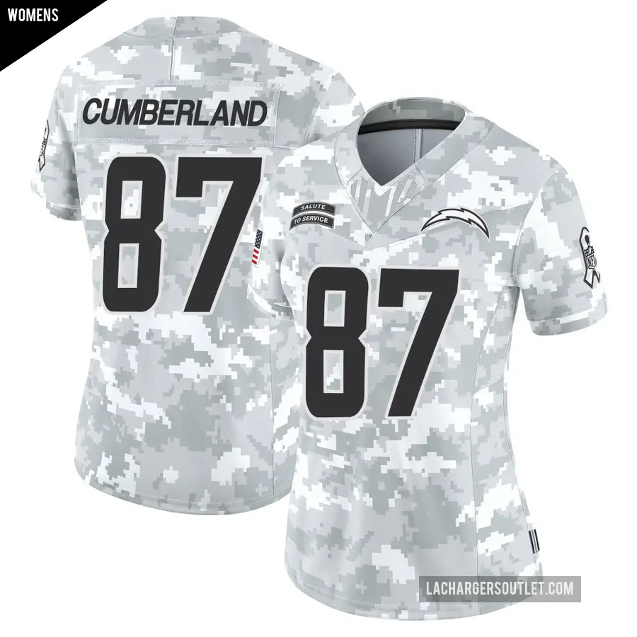 Women's Los Angeles Chargers ＃87 Jeff Cumberland Arctic Camo Limited 2024 Salute to Service Jersey