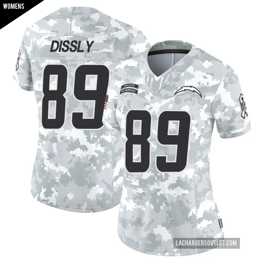 Women's Los Angeles Chargers ＃89 Will Dissly Arctic Camo Limited 2024 Salute to Service Jersey