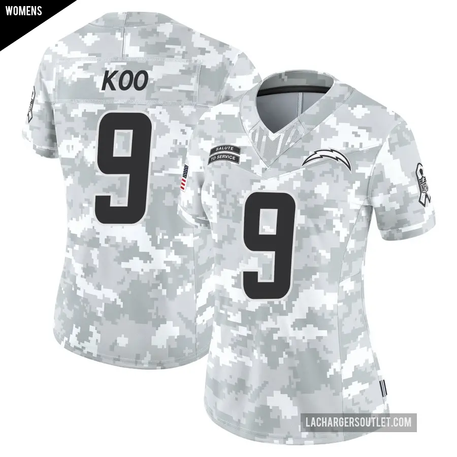 Women's Los Angeles Chargers ＃9 Younghoe Koo Arctic Camo Limited 2024 Salute to Service Jersey