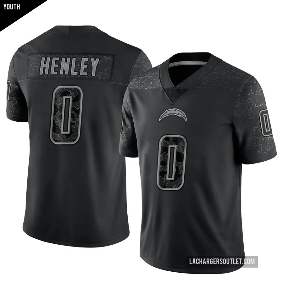 Youth Los Angeles Chargers ＃0 Daiyan Henley Black Limited Reflective Jersey